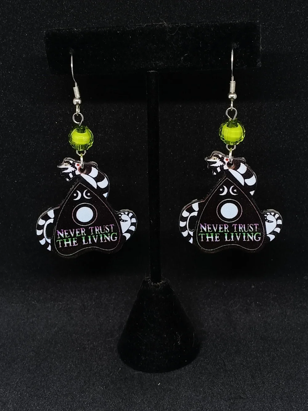 Never Trust The Living Green Bead Drop Earrings - Unbranded